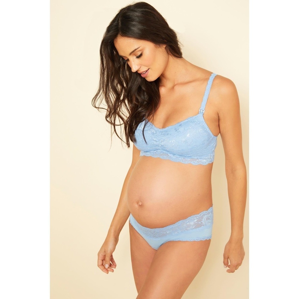 Cosabella Never Say Never Maternity Mommie Nursing Bralette Sorrento Blue L new